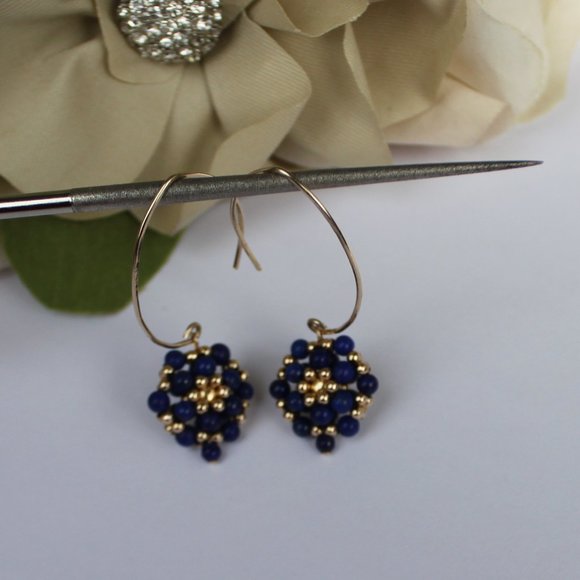 Designs by Leontina Jewelry - Lapis Lazuli and 14kt Gold Filled Dangle Earrings